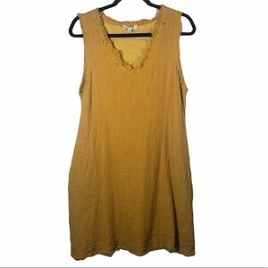 Umgee Frayed Hem Sleeveless Dress Pockets Small